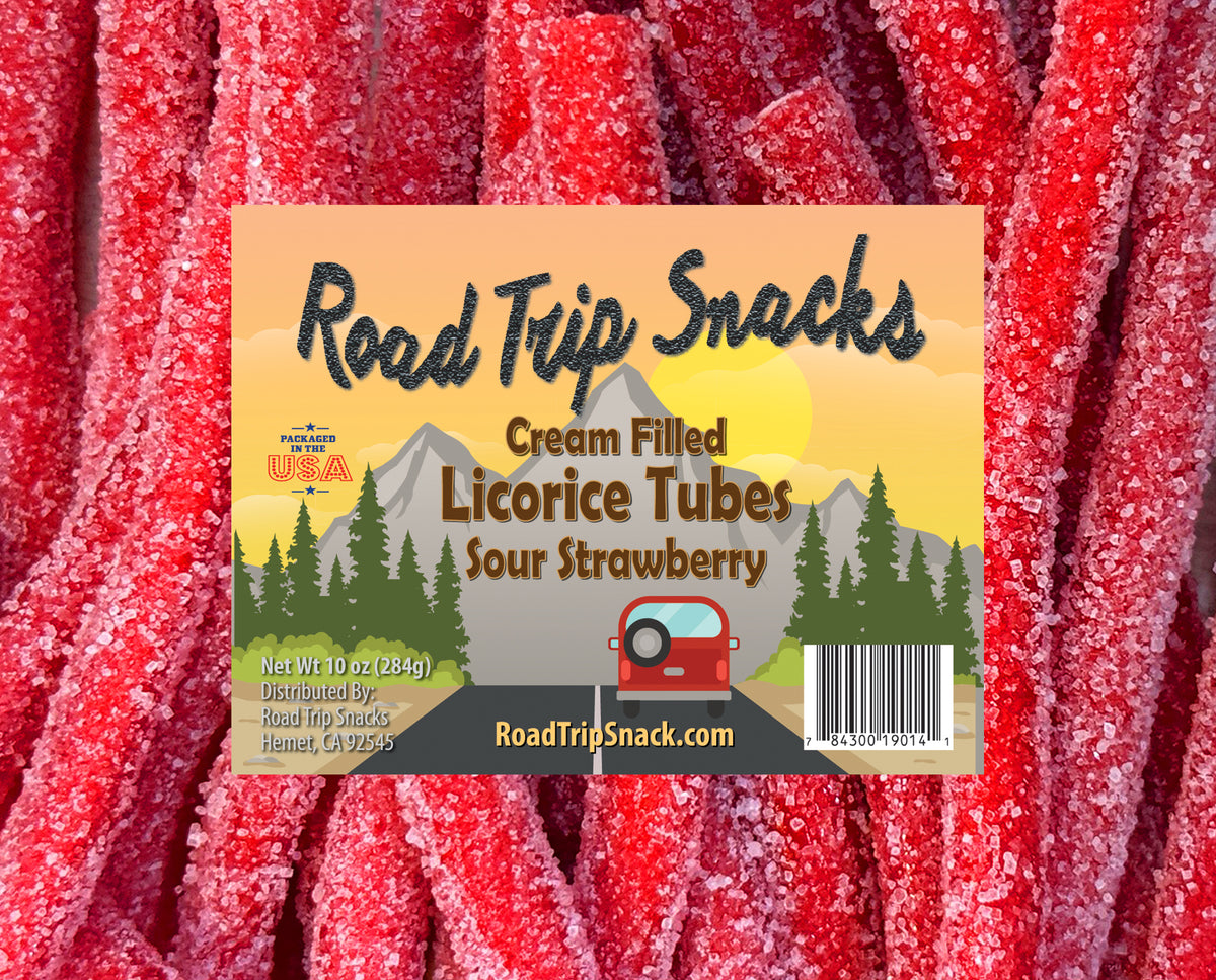 Cream Filled Licorice Tubes Sour Strawberry - 10 oz